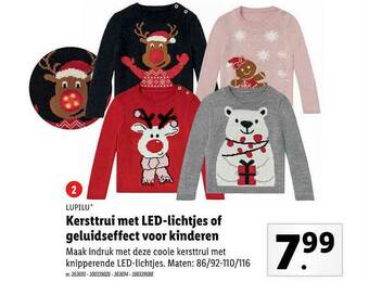 Lidl Kersttrui Met Led-lichtjes Of Geluidseffect Voor Kinderen aanbieding