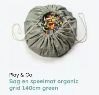 Multi bazar Play & go bag en speelmat organic grid  green aanbieding