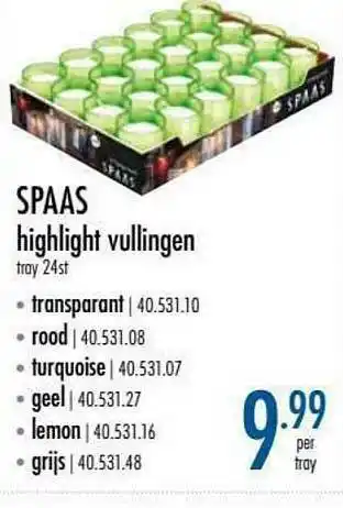 Horeca totaal Spaas Highlight Vullingen aanbieding