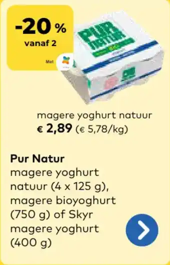 Bio Planet Pur Natur Magere Yoghurt Natuur aanbieding