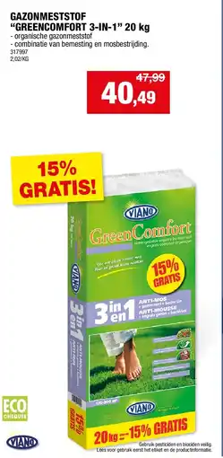 Hubo GAZONMESTSTOF “GREENCOMFORT 3-IN-1” 20 kg aanbieding