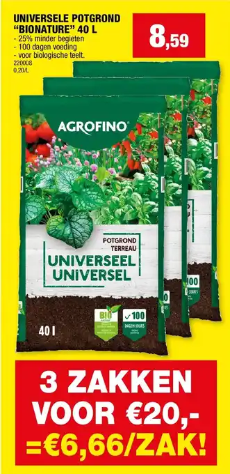 Hubo UNIVERSELE POTGROND “BIONATURE” 40 L aanbieding