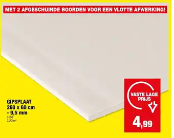 Hubo GIPSPLAAT 260 x 60 cm - 9,5 mm aanbieding