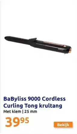 Action BaByliss 9000 Cordless Curling Tong krultang aanbieding