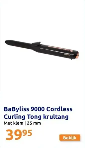 Action BaByliss 9000 Cordless Curling Tong krultang aanbieding