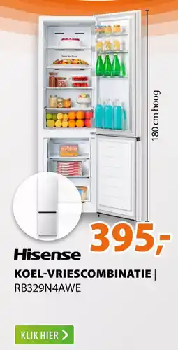 Expert Hisense koel vriescombinatie RB329N4AWE aanbieding