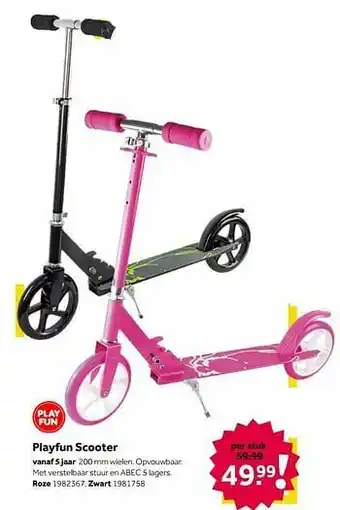 Intertoys Playfun scooter roze aanbieding