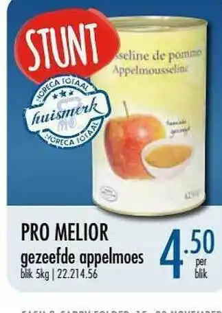 Horeca totaal Pro Melior Gazeefde Appelmoes aanbieding