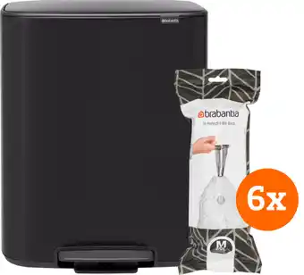 Coolblue Brabantia Bo Poubelle à Pédale 60 Litres Matt Black + Sacs Poubelle (120 pièces) aanbieding