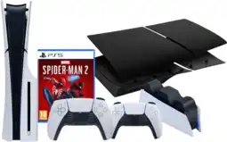 Coolblue PS5 Slim Disc Edition + Spider-Man 2 + Façades Noir + Manette Supplémentaire + Station de Charge aanbieding