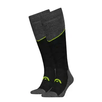 Decathlon HEAD Skisokken Kneehigh 2-pack Grey Melange / Lime aanbieding