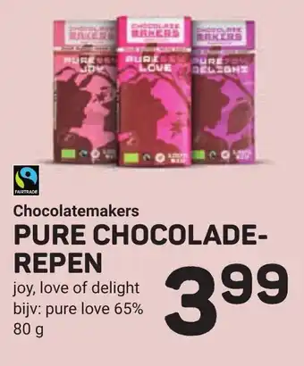 Ekoplaza Chocolatemakers Pure Chocoladerepen aanbieding