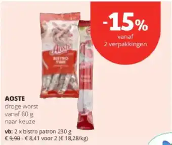 Spar Colruyt Aoste droge worst aanbieding