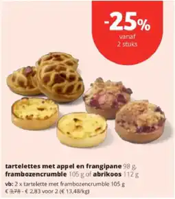 Spar Colruyt tartelettes met appel en frangipane, frambozencrumble of abrikoos aanbieding