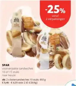 Spar Colruyt Spar voorverpakte sandwiches aanbieding