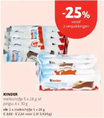 Spar Colruyt Kinder melkschijfje of pingui aanbieding