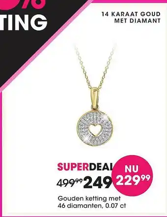 Lucardi Gouden Ketting Met 46 Diamanten aanbieding
