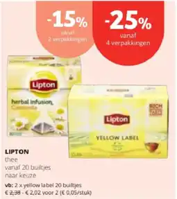 Spar Colruyt Lipton thee aanbieding