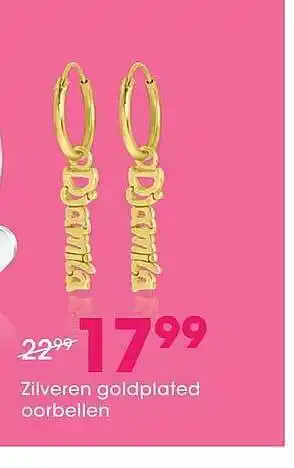 Lucardi Zilveren Goldplated Oorbellen aanbieding