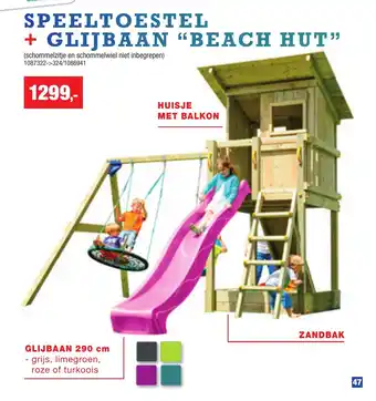 Hubo Speeltoestel + Glijbaan "beach hut” aanbieding