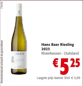 Colruyt Hans Baer Riesling 2023 aanbieding