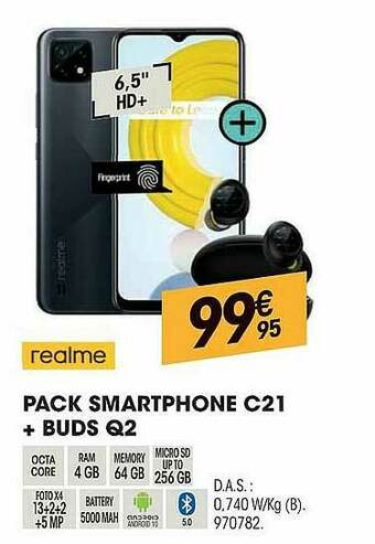 Electro Depot Realme Pack Smartphone C21 + Buds Q2 aanbieding