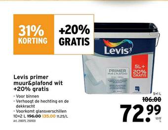 GAMMA Levis Primer Muur&plafond Wit + 20% Gratis aanbieding