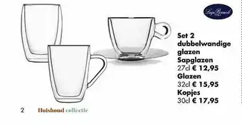 Multi bazar Set 2 Dubbelwandige Glazen Sapglazen, Glazen, Kopjes aanbieding