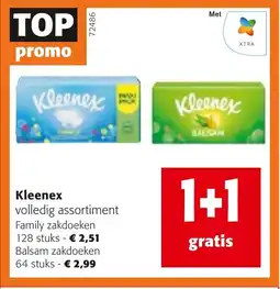 Colruyt Kleenex volledig assortiment Family zakdoeken aanbieding