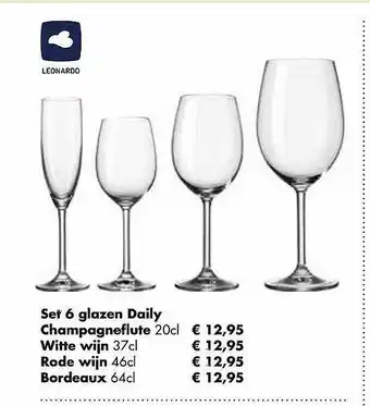 Leonardo Set 6 Glazen Daily