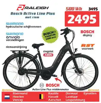 iTEK Raleigh Bosch Active Line Plus met riem aanbieding