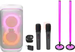 Coolblue JBL Partybox Stage 320 Wit Karaoke pakket Klein aanbieding