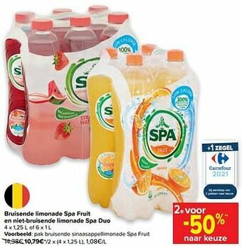 Carrefour Pak bruisende sinaasappellimonade spa fruit aanbieding