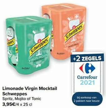 Carrefour Limonade virgin mocktail schweppes aanbieding