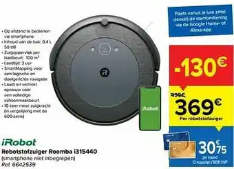 Carrefour Irobot robotstofzuiger roomba i315440 aanbieding