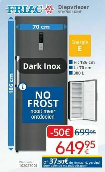 Eldi Friac diepvriezer vdv7001 ixnf aanbieding