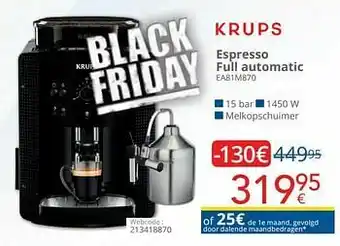Eldi Krups espresso full automatic ea81m870 aanbieding