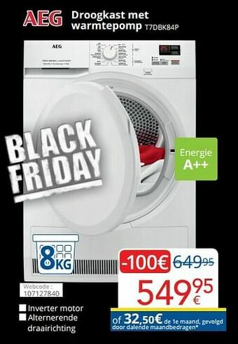 Eldi Aeg droogkast met warmtepomp t7dbk84p aanbieding
