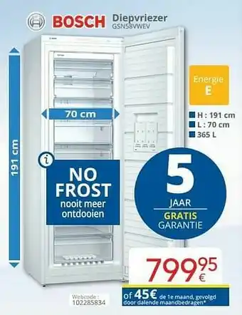 Eldi Bosch diepvriezer gsn58vwev aanbieding