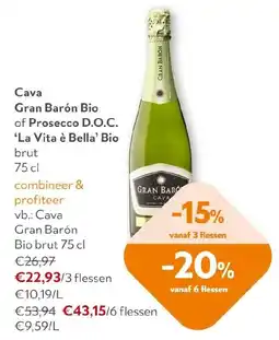 OKay Cava Gran Barón Bio of Prosecco D.O.C. 'La Vita è Bella' Bio brut aanbieding