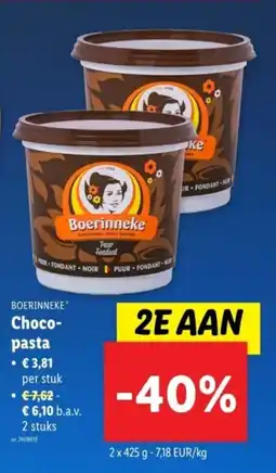 Lidl Boerinneke choco pasta aanbieding