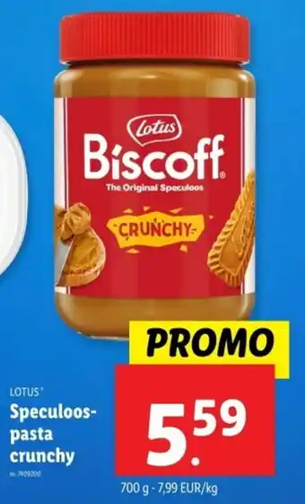 Lidl Lotus speculoos pasta crunchy aanbieding