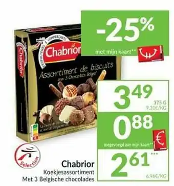 Intermarché Chabrior koekjesassortiment met 3 belgische chocolades aanbieding