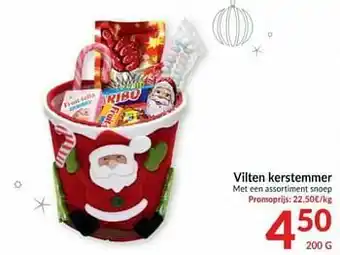 Intermarché Vilten kerstemmer met een assortiment snoep aanbieding