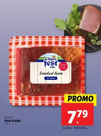 Lidl Alpenfest ham in blok aanbieding