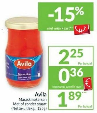 Avila maraskinokersen met of zonder staart