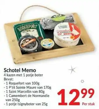 Schotel memo 4 kazen met 1 potje boter