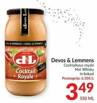 Intermarché Devos + lemmens cocktailsaus royale met whisky aanbieding