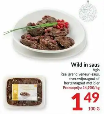 Intermarché Wild in saus agis ree grand veneur-saus everzwijnragout of hertenragout met bier aanbieding