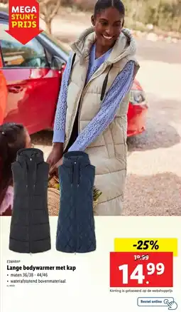 Lidl Esmara lange bodywarmer met kap aanbieding